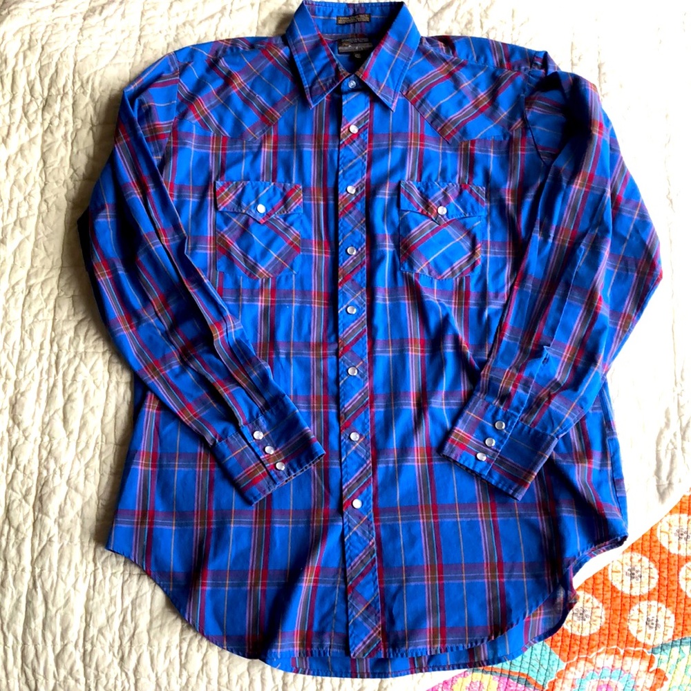 VTG tall pearl snap shirt